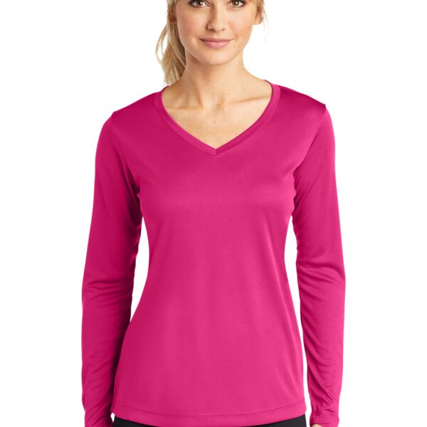 Ladies Long Sleeve PosiCharge ® Competitor V Neck Tee Thumbnail